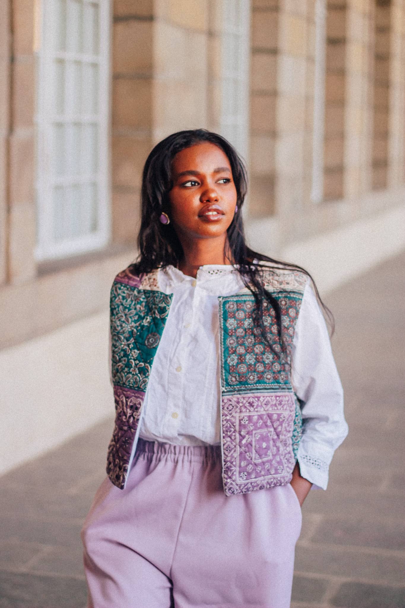 Pantalon Sansa porté lilas